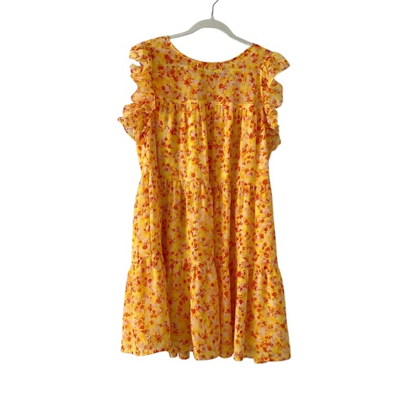 Marie Oliver Sailor Dress, Yellow Floral. Looks NEW! Ruffle  cap sleeves. - Picture 2 of 13